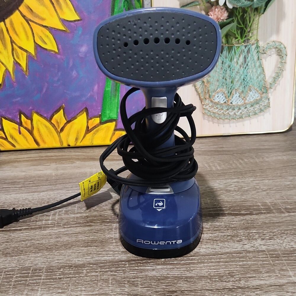 Rowenta Handheld Garment Steamer Blue Black Fabric Steamer w/ Brush